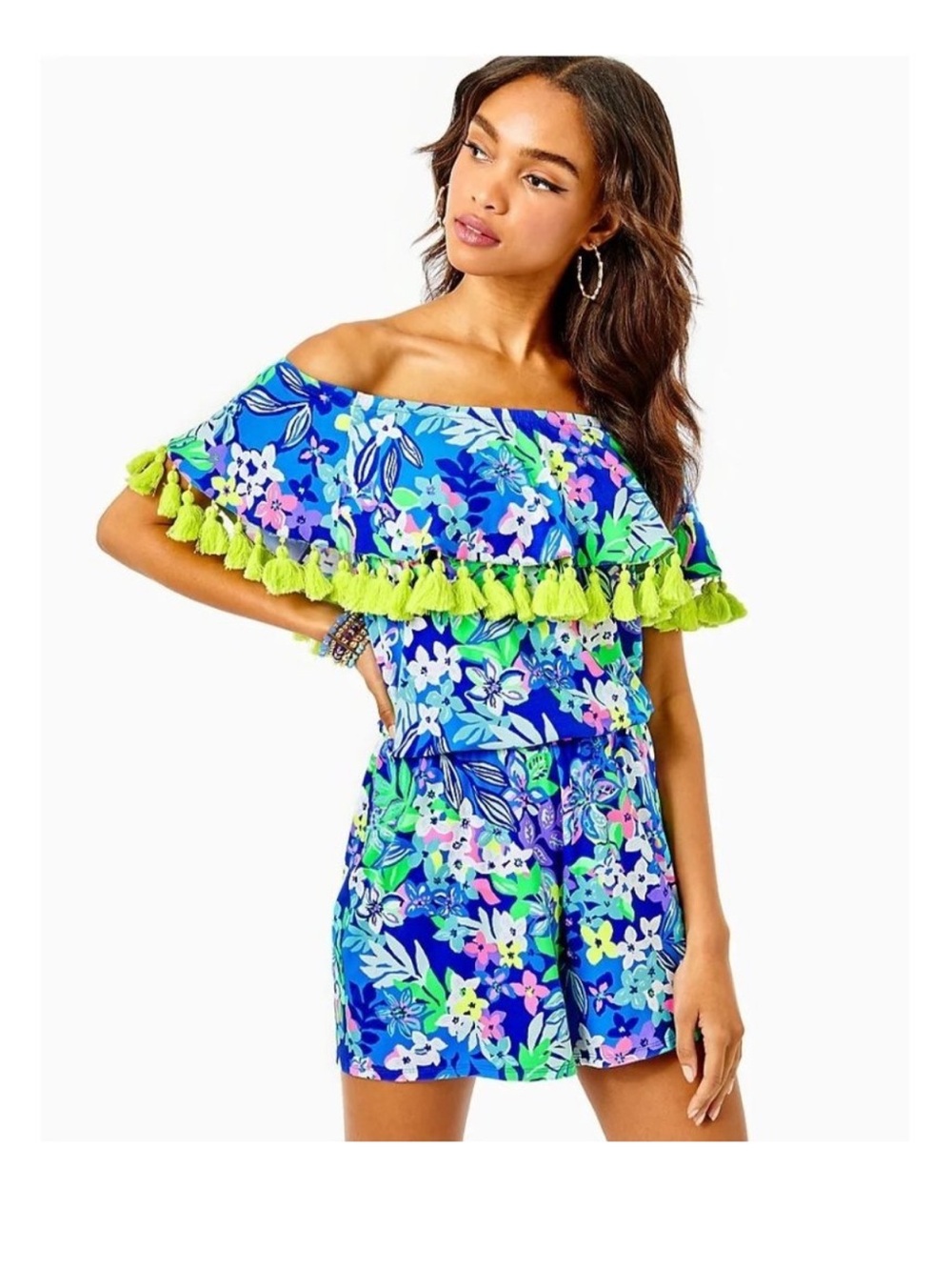 NWOT Lilly Pulitzer La Fortuna Romper in Borealis Blue Social Sunset Size XXS